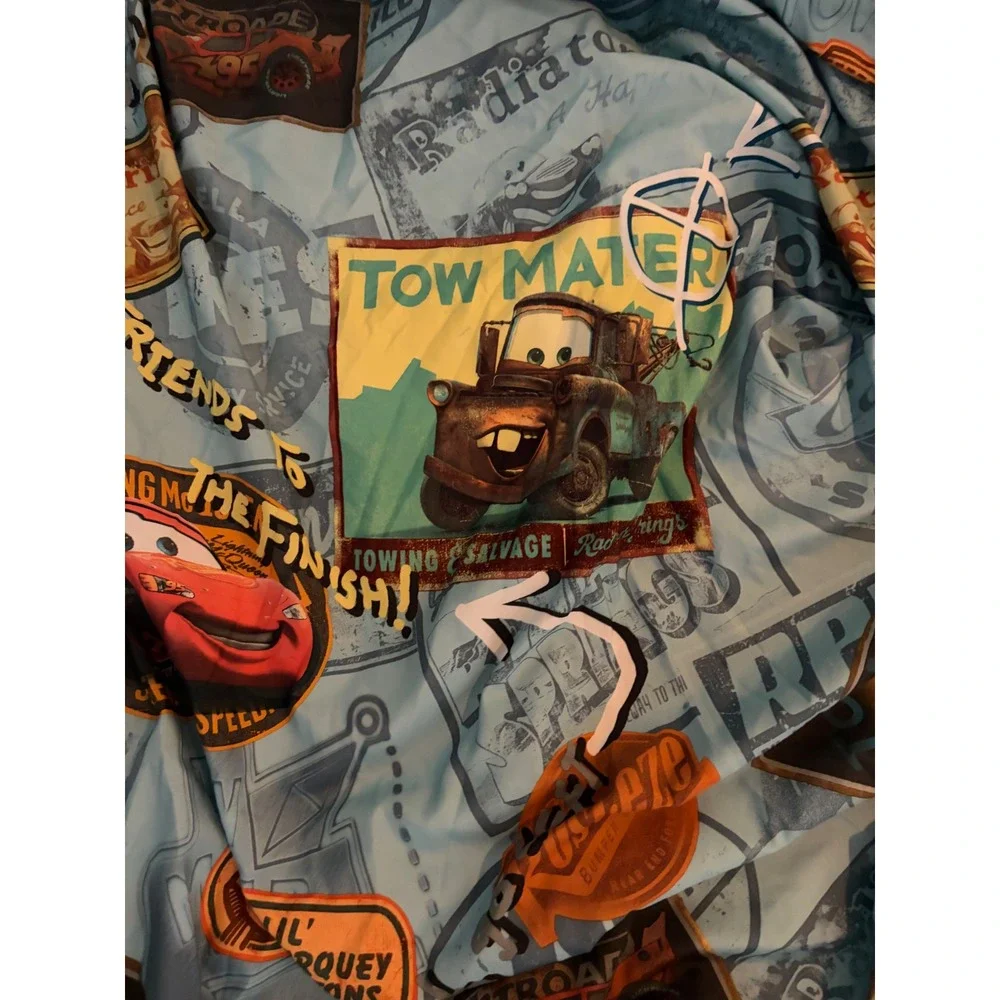 Disney Pixar Cars Full Sheet Set Lightning McQueen Tow Mater Blue Racing Bedding